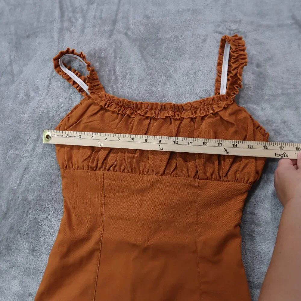 Haute Monde Dress Womens Spaghetti Strap Empire Waist Form Fitting NWT Orange L - Picture 9 of 15